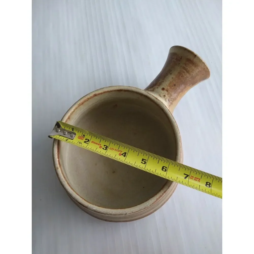 Studio Pottery Stoneware Bowl With Single Handle - Signed Denny '61